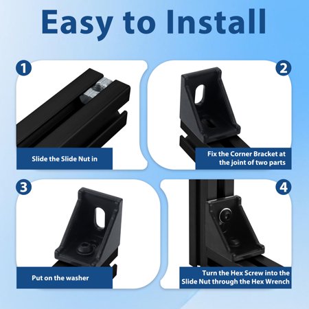 Beaquicy 20 Set 4040 Series Aluminum Extrusion Profile Connector, 3540 Corner Bracket for 20S Aluminum Rail - 7