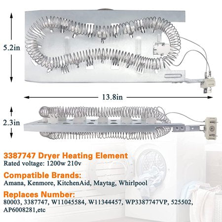 Beaquicy Dryer Heating Element with Thermal Fuse Kit for Dryers - 1