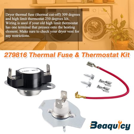 Beaquicy Dryer Heating Element with Thermal Fuse Kit for Dryers - 7