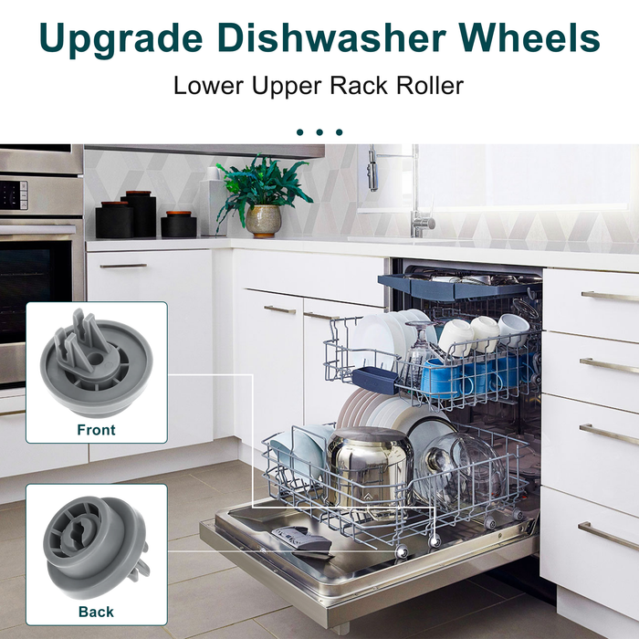 Beaquicy Dishwasher Lower Rack Roller Wheels Replacement for 2002711 - 7