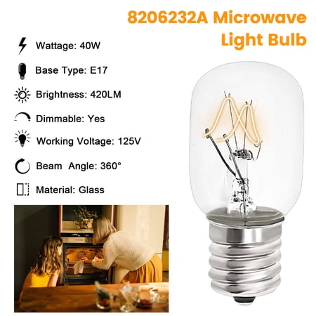 Beaquicy Hood Appliance Replacement Light Bulb for Whirlpool Microwave E17 Base 125V 40W - 2