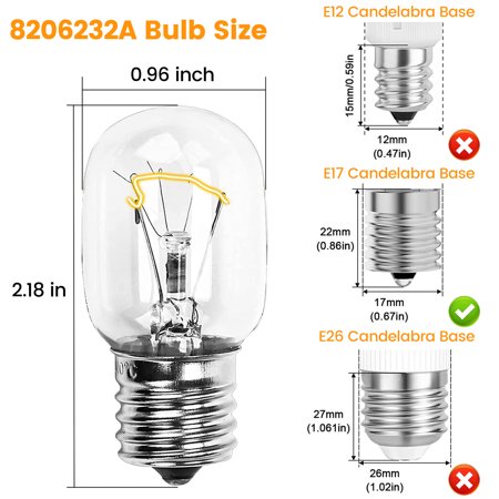 Beaquicy Hood Appliance Replacement Light Bulb for Whirlpool Microwave E17 Base 125V 40W - 5