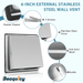 Beaquicy Dryer Vent Cover Stainless Steel 6 Inches Outdoor Air Vent Covers for Wall Vent Exterior With Screw - 3