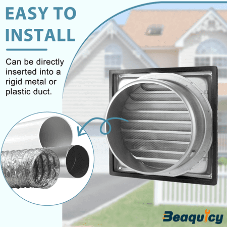 Beaquicy Dryer Vent Cover Stainless Steel 6 Inches Outdoor Air Vent Covers for Wall Vent Exterior With Screw - 5