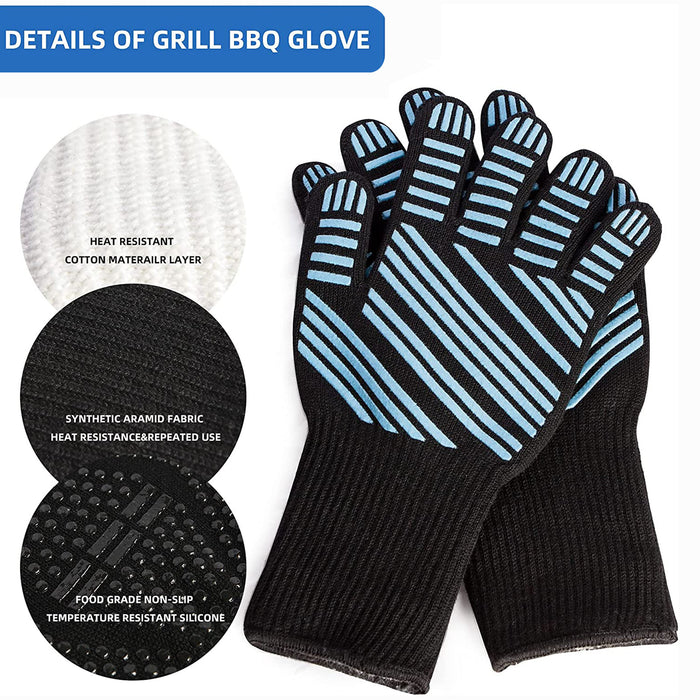 Heat resistant kitchen Grill Gloves for BBQ Kitchen Potholder and Outdoors