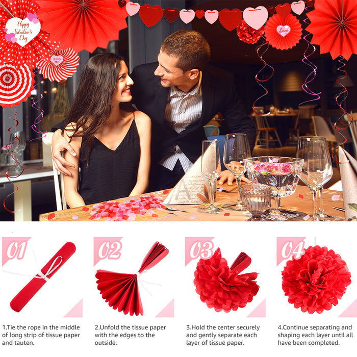 23pcs Valentine's Day Paper Kit Party Decorations for Wedding Decor Supplies