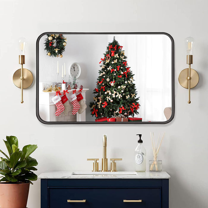 16"x24" Rectangular Bathroom Vanity Mirror Wall-Mount Decor Shelf