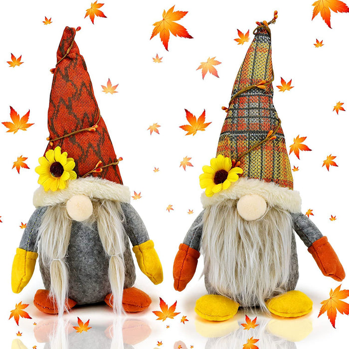 Autumn Harvests Little Cute Thanksgiving Sunflower Gnomes Plush Ornaments