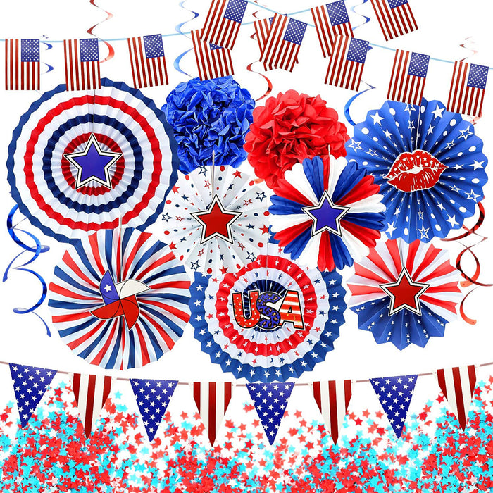 25Pcs 4th of July Patriotic Decorations Party Set