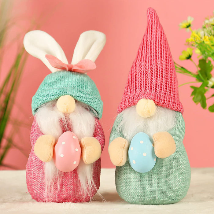 Handmade Easter Gnomes Decorations Plush Faceless Dwarf Bunny