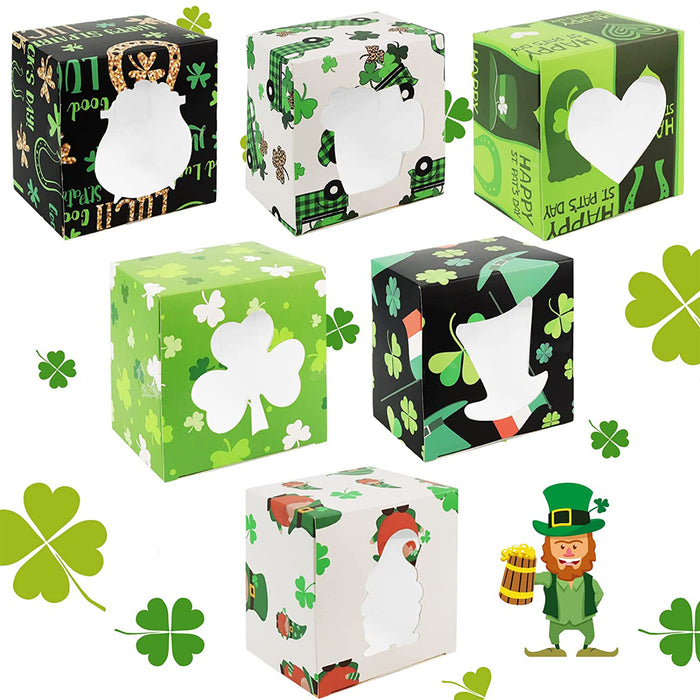24pcs Cookie Candy Cupcakes Boxes with Shamrock Gnomes