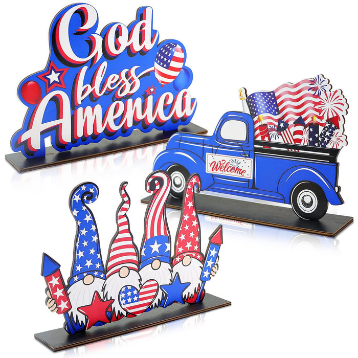 4th of July Wooden Table Centerpiece Independence Day Patriotic Table Decoration Sign