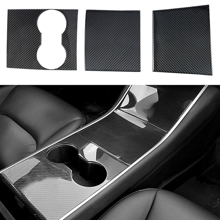 Center Console Wrap Kit ABS Cover Matte Carbon Fiber Patter for Tesla Model 3 & Model Y