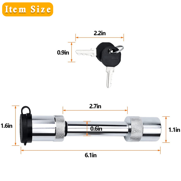 Hitch Receiver Pin Lock 5/8 Inch Dia for Hitch Receiver Class III/IV 2 2-1/2"