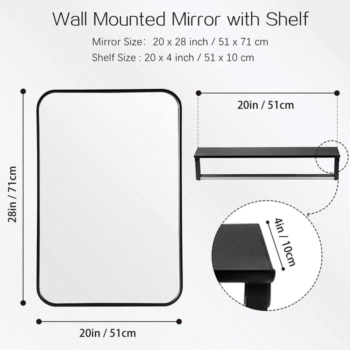 20" x 28" Rectangular Rounded Bathroom Mirror