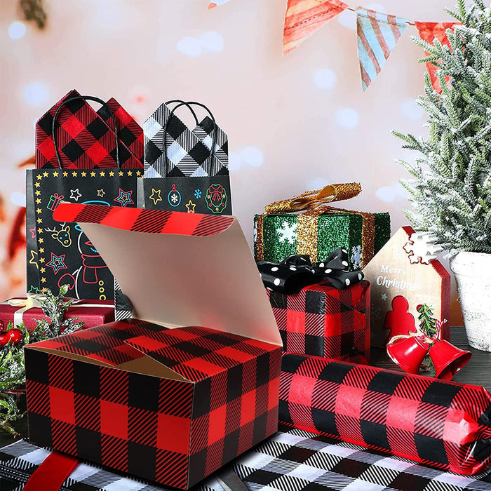 9pcs Red Black Buffalo Plaid Nesting Gift Boxes Set — Homeallin