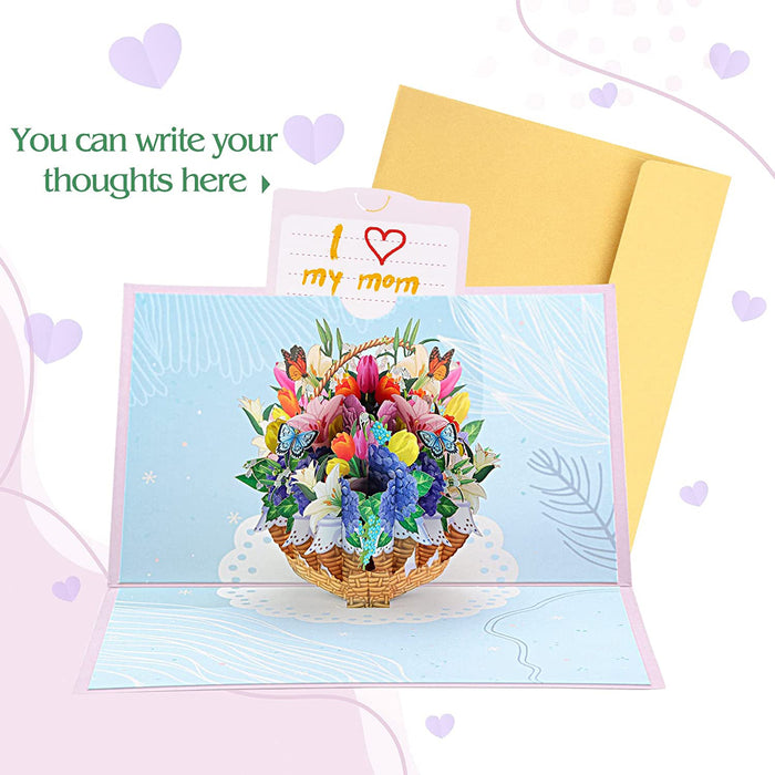 Flowers Basket Pop Up 3D Greeting Card