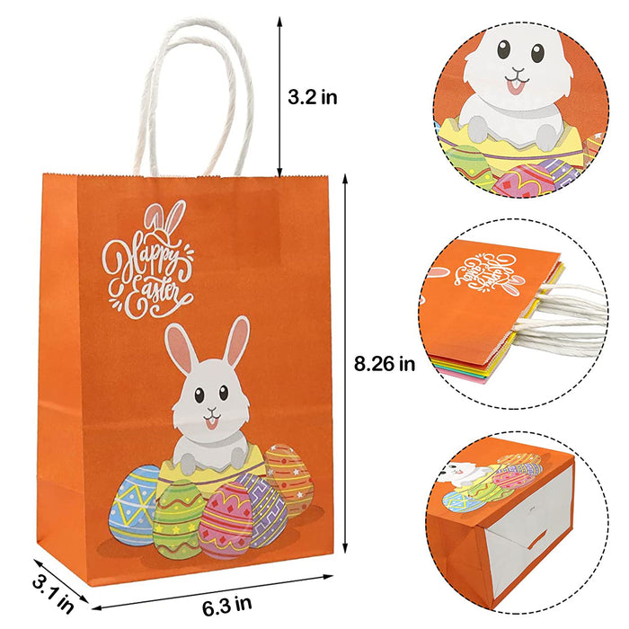 18pcs  Easter Party Gift Bags with Handles Pastel Paper Kraft Bags