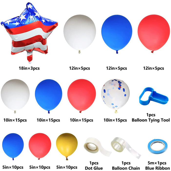 120pcs Back to School Balloon Garland Kit and USA Flag Banners of Party Decorations