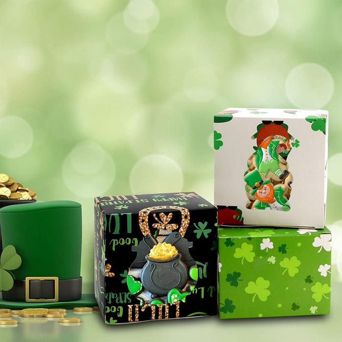 24pcs Cookie Candy Cupcakes Boxes with Shamrock Gnomes