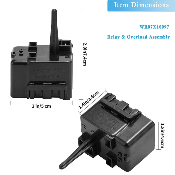 WR07X10097 Refrigerator Compressor Relay and Overload Assembly Starter