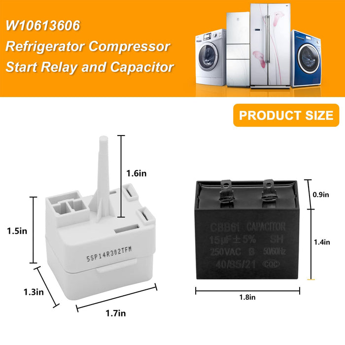 W10613606 Refrigerator Compressor Overload and Start Relay