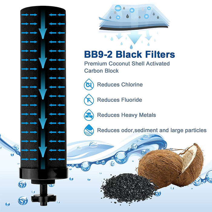 BB9-2 Water Filter Replacement Purification Elements for Black Gravity Filter System