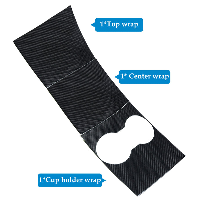 Center Console Wrap Kit ABS Cover Matte Carbon Fiber Patter for Tesla Model 3 & Model Y