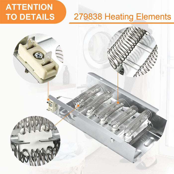 279838 Dryer Heating Element & 3977767 3392519 & 3977393 Thermal Fuse & 3387134 Dryer Thermostat