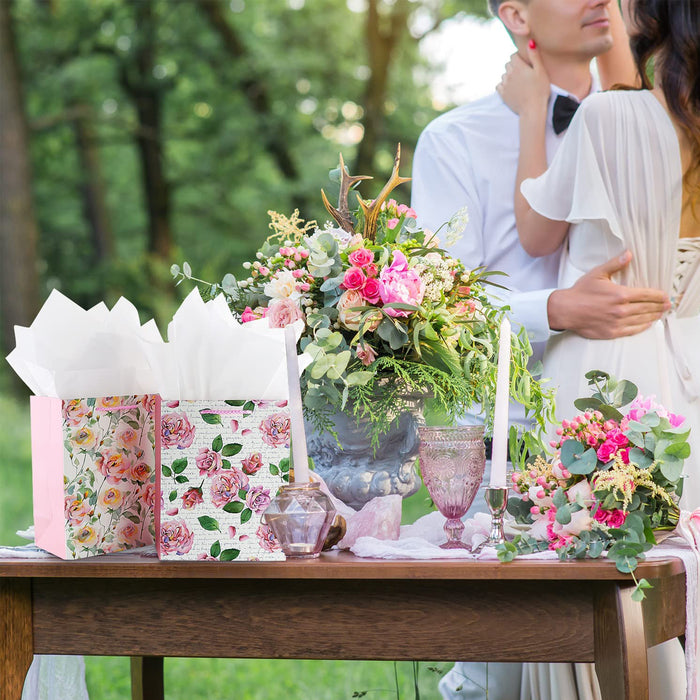 9" Gift Bags with Tissue Paper for Mothers Day Wedding