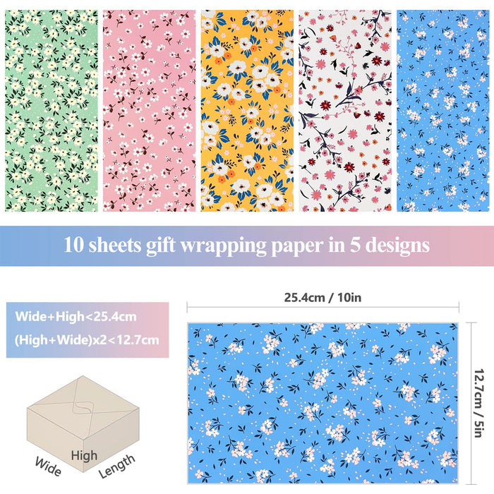 10pcs Gift Wrapping Paper Set and Ribbon for Thanksgiving