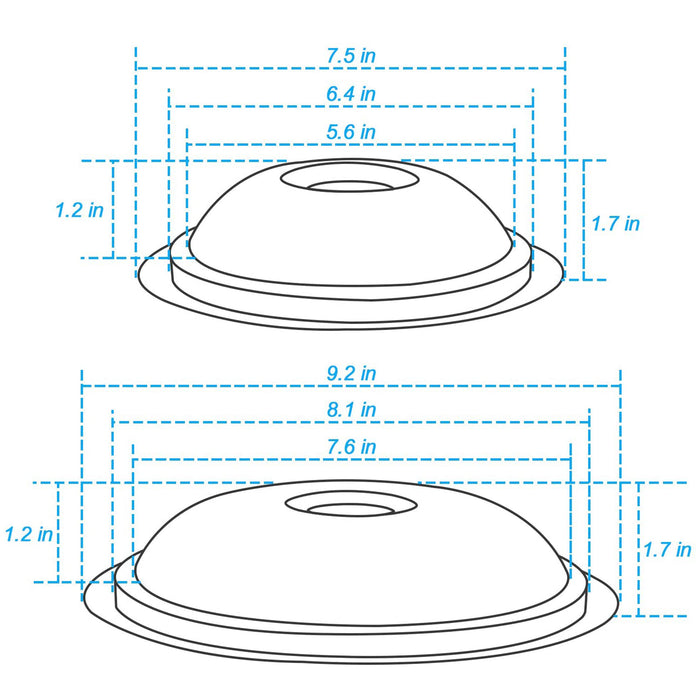 W10290350 8" and W10290353 6" Porcelain Burner Drip Pan Bowls Set