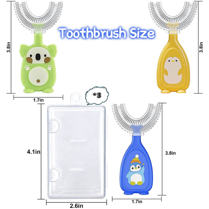 Kids U-Shaped Toothbrush with Soft Silicone Brush Head