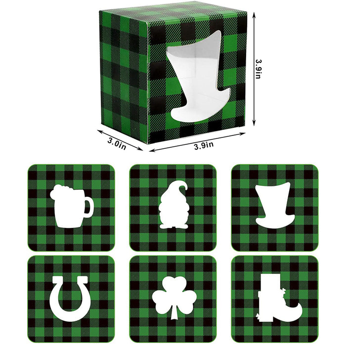 24pcs Cookie Candy Cupcakes Boxes with Clover Gnomes Shape Window