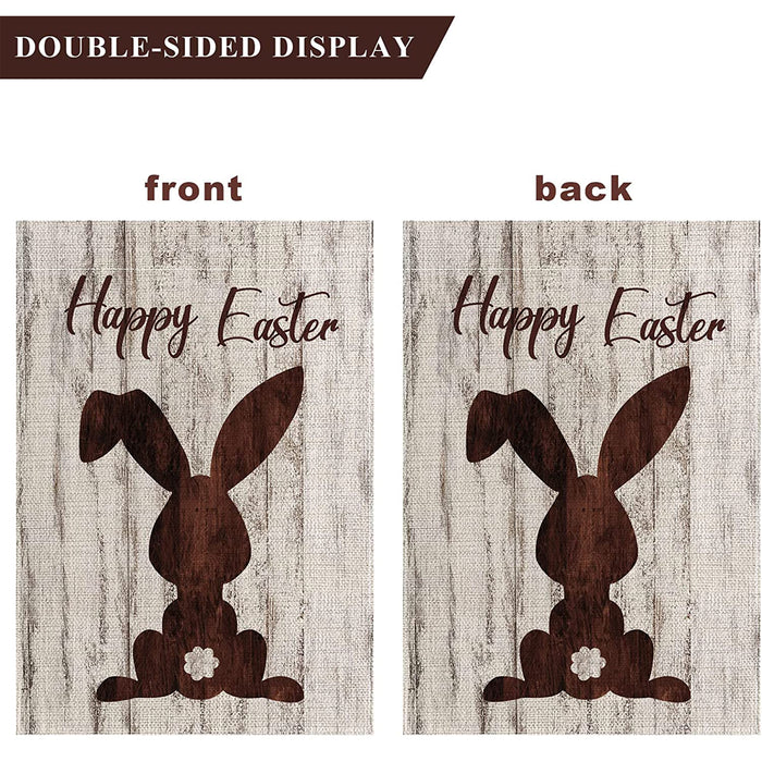 Farmhouse Bunny Wooden Pattern Easter Flag Holiday Decoration