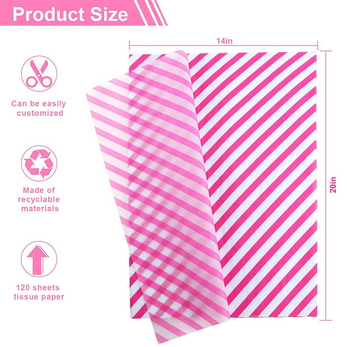 120 Sheets Pink Love Heart Tissue Paper for Gift Wrapping