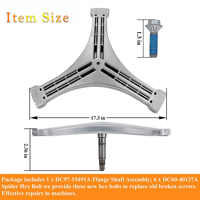 DC97-15491A Washing Machine Flange Shaft Assembly with DC60-40137A Screws