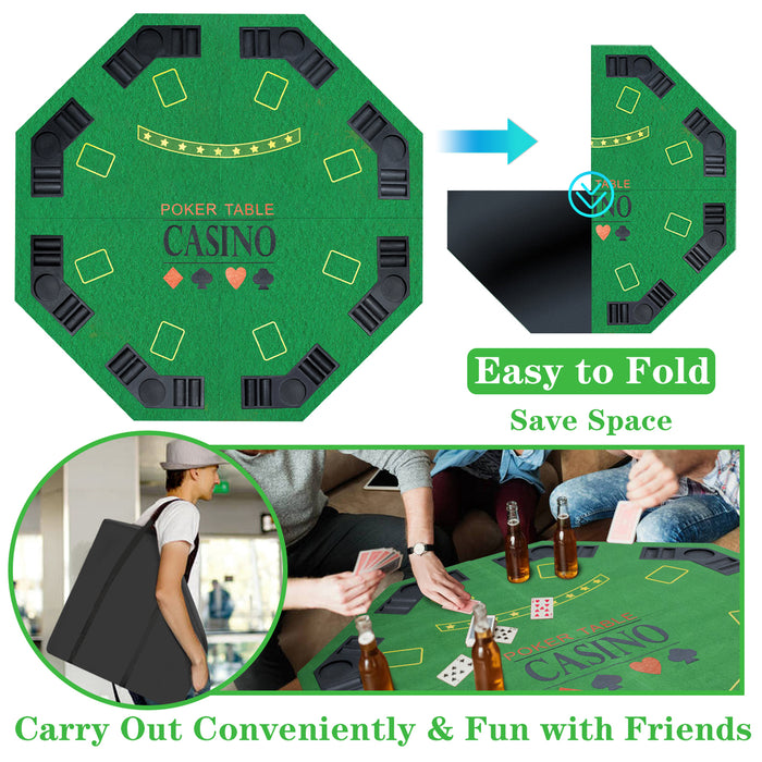 48" 8-player Foldable Poker Table Top Casino Texas Hold'em Layout