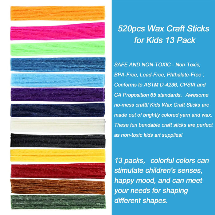 Bendable Sticky Wax Craft Sticks -13 Colors for Art Supplies