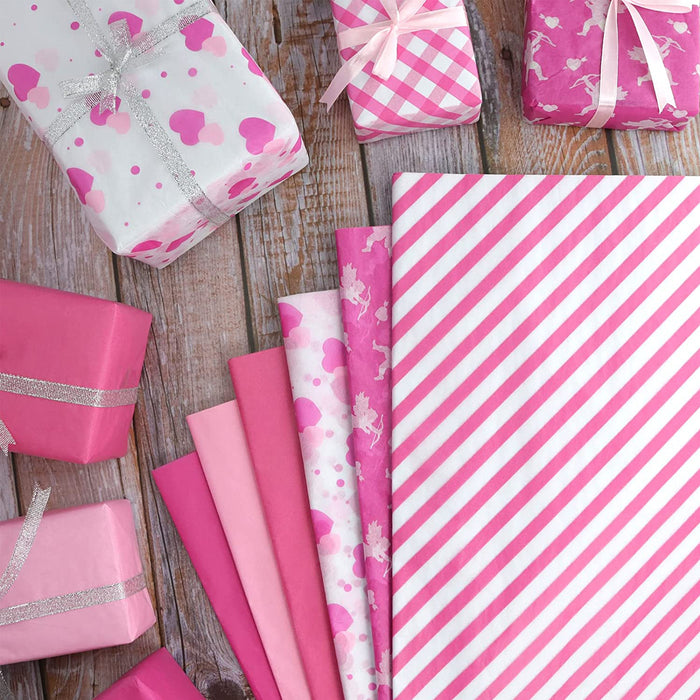120 Sheets Pink Love Heart Tissue Paper for Gift Wrapping
