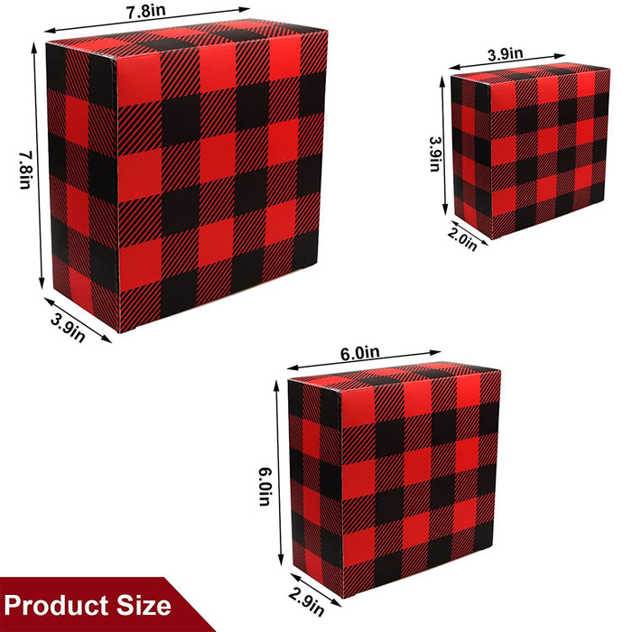 9pcs Red Black Buffalo Plaid Nesting Gift Boxes Set