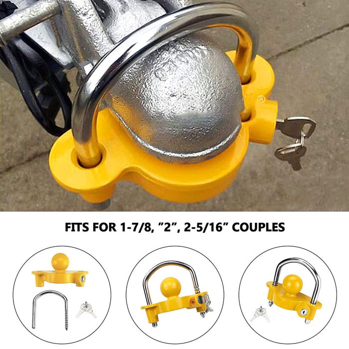 72783 Trailer Hitch Lock Tow Ball Coupler U-Shape Adjustable Heavy-Duty Steel Lock