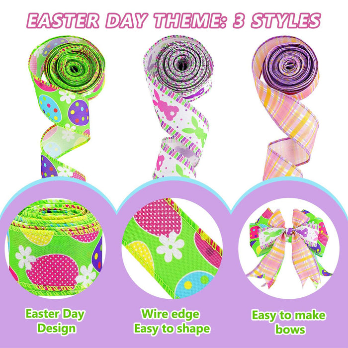 Easter Bunny Ribbons 18 Yards for Gift Wrapping Home Party Decoration
