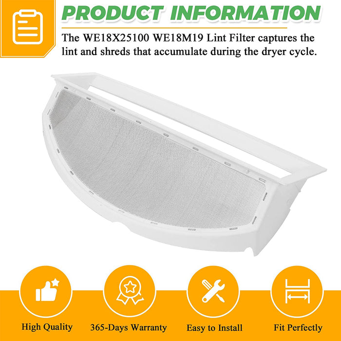 WE18X25100 Dryer Lint Screen Filter WE18M28 and Dryer Lint Cleaner Brush