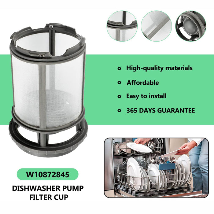 W10872845 Dishwasher Pump Filter Replaces 8579307 AP6030094
