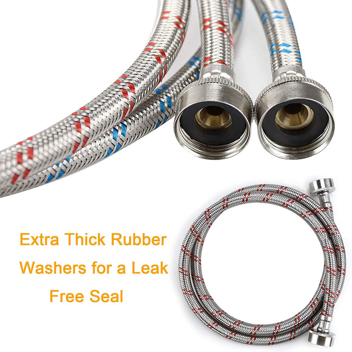 Washing Machine Hoses 90-Degree Elbows 6Ft Long Stainless Steel Hot & Cold