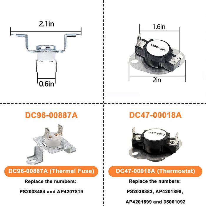 DC47-00019A Dryer Heating Element DC47-00018A & DC96-00887A Thermostat/Fuse