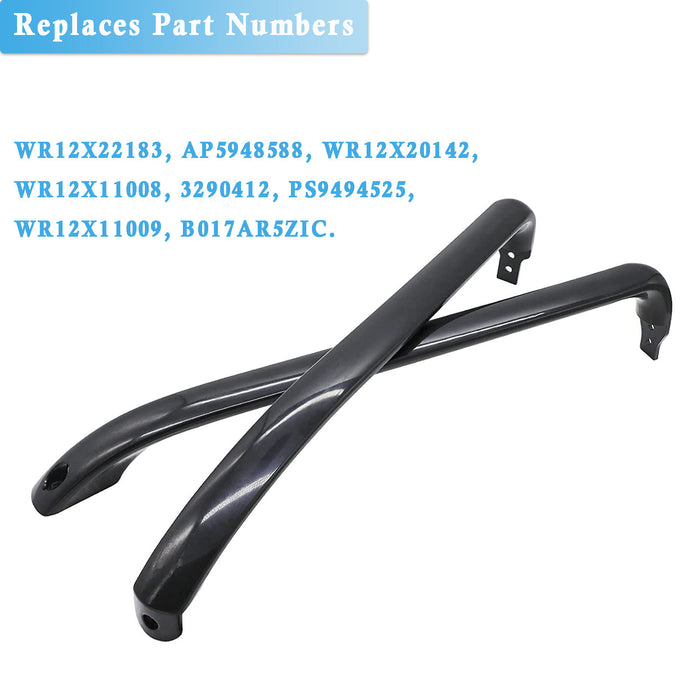 GE WR12X22183 Freezer Refrigerator Door Handle Kit – Black, ABS Plastic, OEM Style