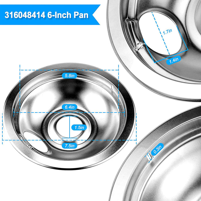 316048413 8" & 316048414 6" Range Burner Drip Pan Set