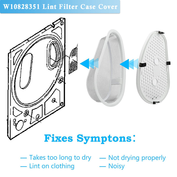 W10828351 Dryer Lint Filter Screen & Cover Replacement for 8531964 348399